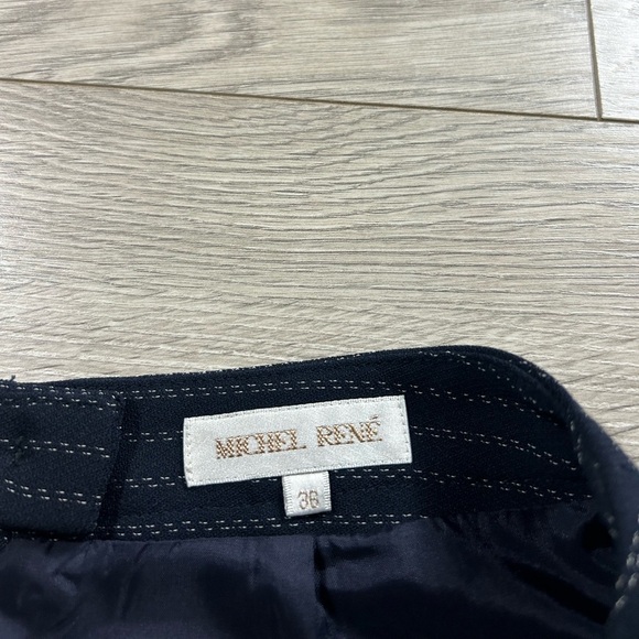 Michel Rene Vintage Elegant Navy Pinstripe Midi Skirt - Picture 5 of 10